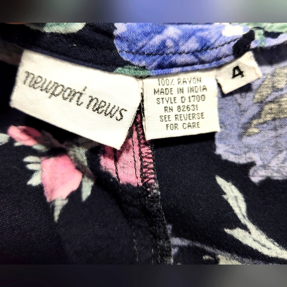 Vintage 1980s Newport News Black & Pink Floral Dress - Women's Size 4 - Picture 7 of 7